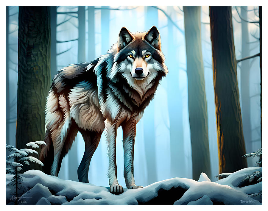 Nature Digital Art - Timber Wolf by Greg Joens Nature Digital Art - Timber Wolf by Greg Joens
