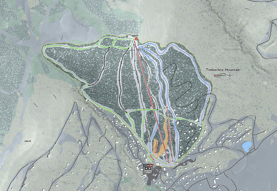 Timberline Mountain Ski Resort Map Digital Art by Powder Addicts - Pixels