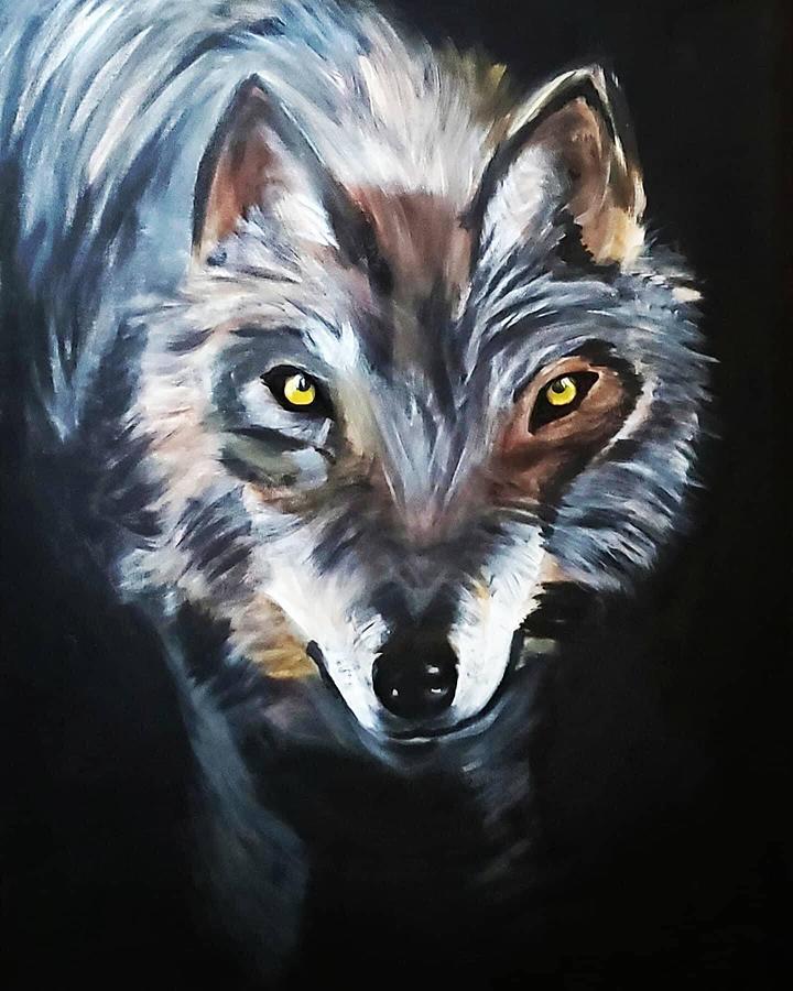 Timberwolf  Painting by Amy Kuenzie