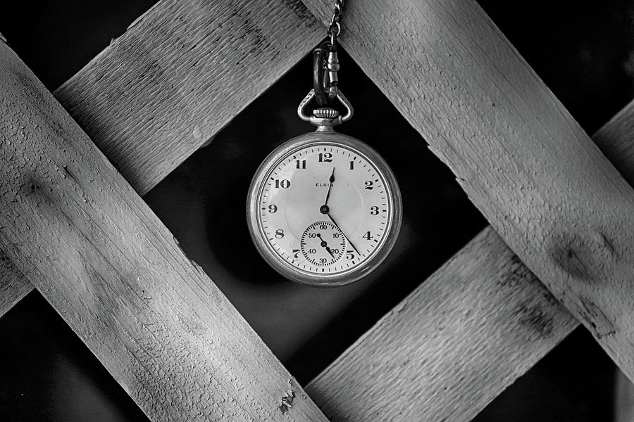 Clock Photograph - Time Frame 2 BW 032922 by Mary Bedy