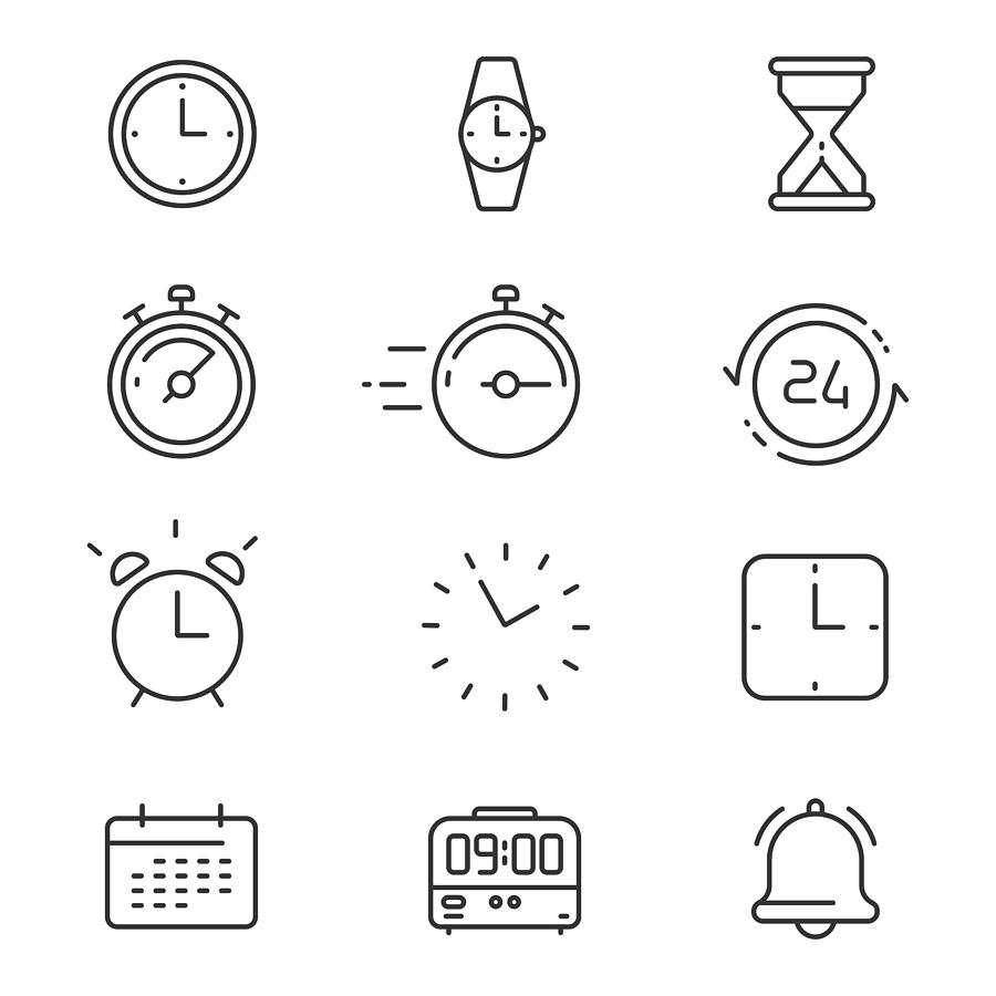 Time Icon Set Line Vector Design. Drawing by Designer29