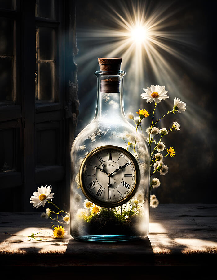 Cup Photograph - Time in a bottle - Daisies by Cate Franklyn