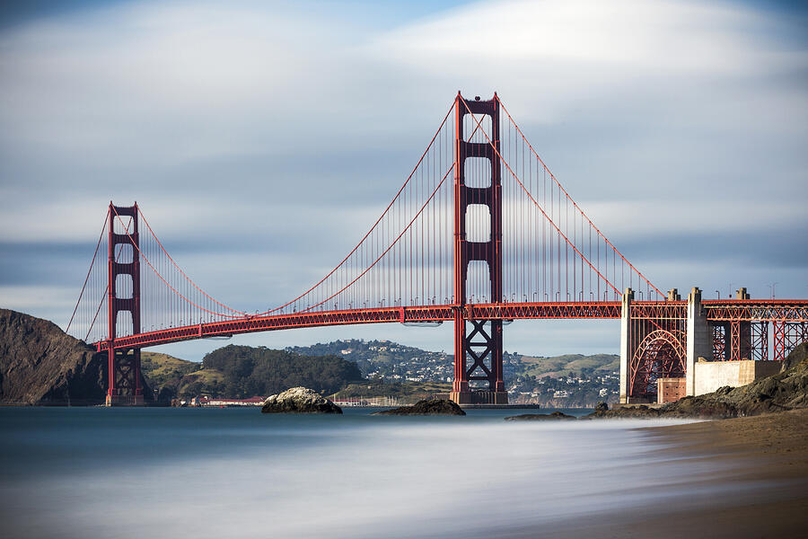 Time lapse view of ocean under Golden Gate Bridge, San Francisco, California, United States Photograph by Jeffrey Davis