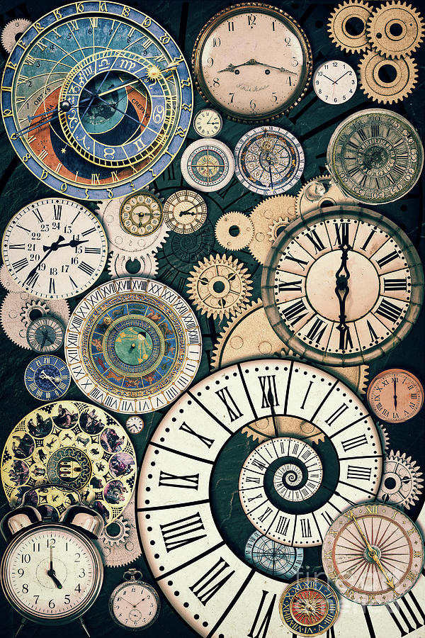 Time machine, vintage clocks and gears collection Photograph by Delphimages Photo Creations