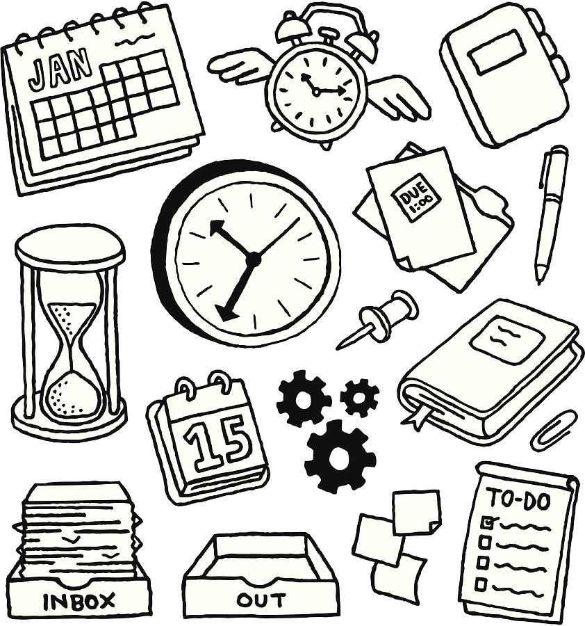 Time Management Doodles Drawing by Jamtoons