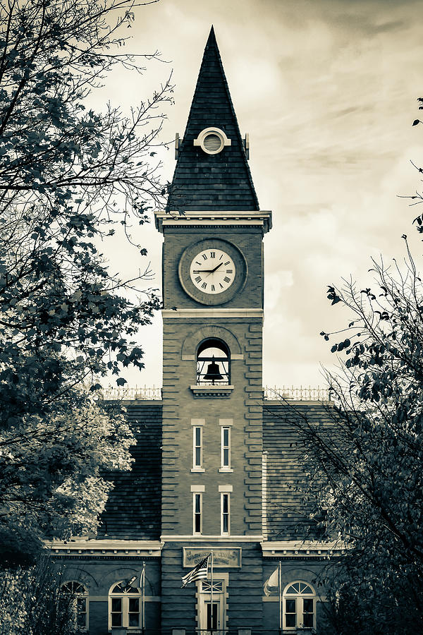 Time Stands Still At The Historic Courthouse - Fayetteville Arkansas Sepia Photograph by Gregory Ballos