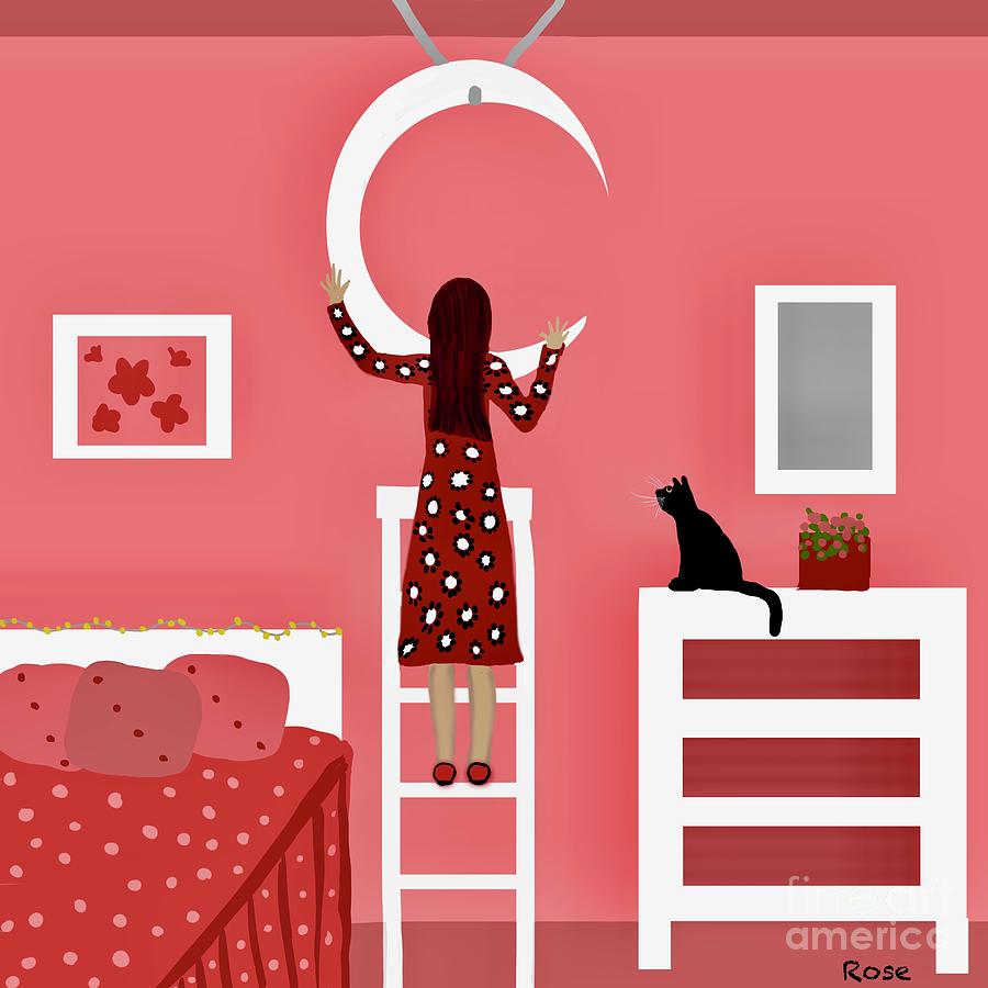 Time to hang up the moon Digital Art by Elaine Hayward