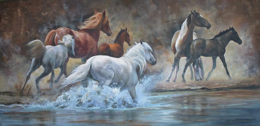 White Stallion Painting - Time To Move by Karen Kennedy Chatham