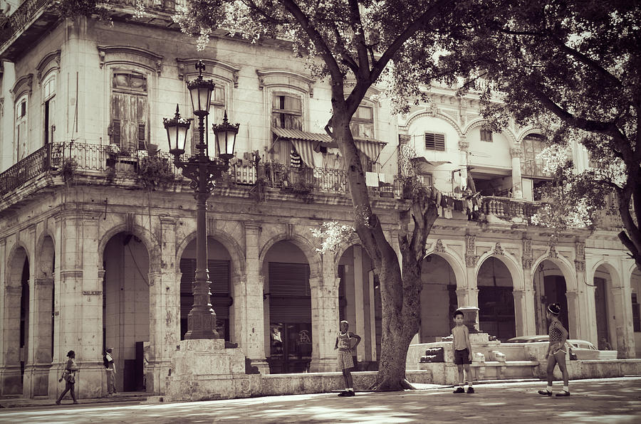 Vintage Photograph - Old square in Havana, Cuba by Carolina Reina