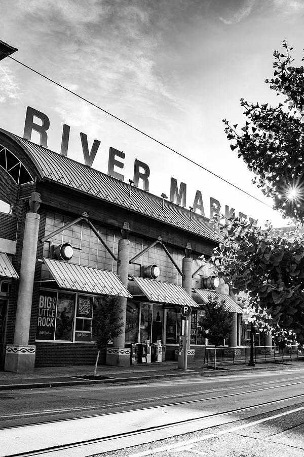 Timeless Charm Of The River Market - Black And White Photograph