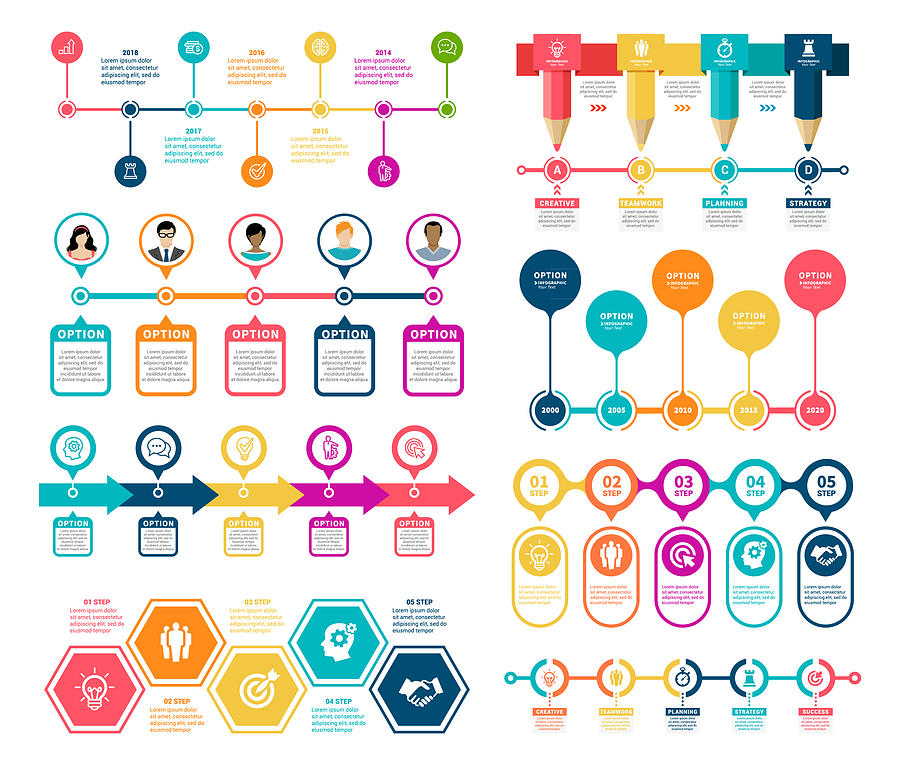 Timeline Infographic Elements Drawing by Artvea