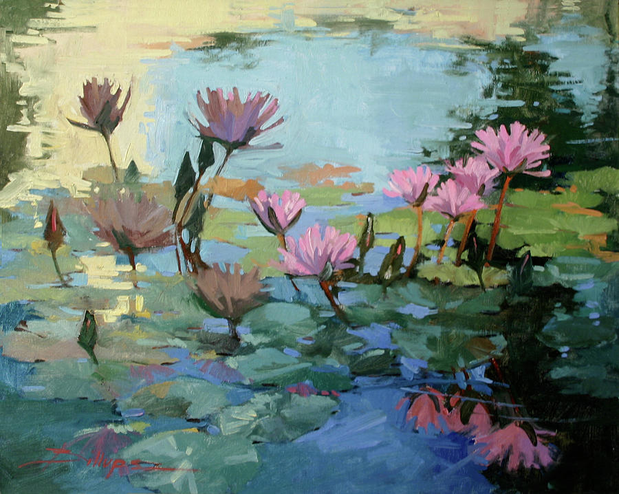 Floral Painting - Times Between - water Lilies by Elizabeth J Billups