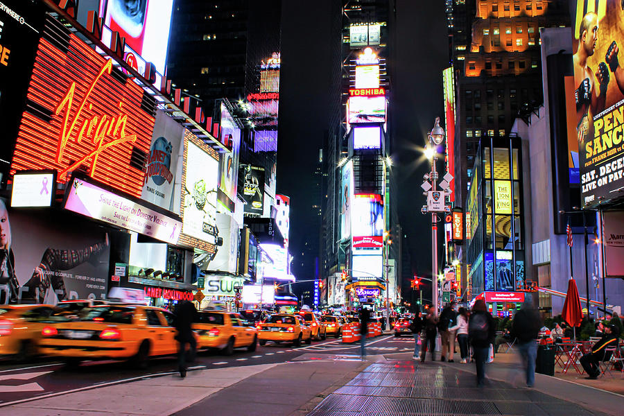 New York City Photograph - Times Square and Taxis by Mark Chandler