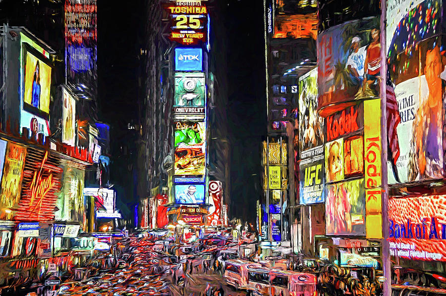 Times Square At Night Digital Art