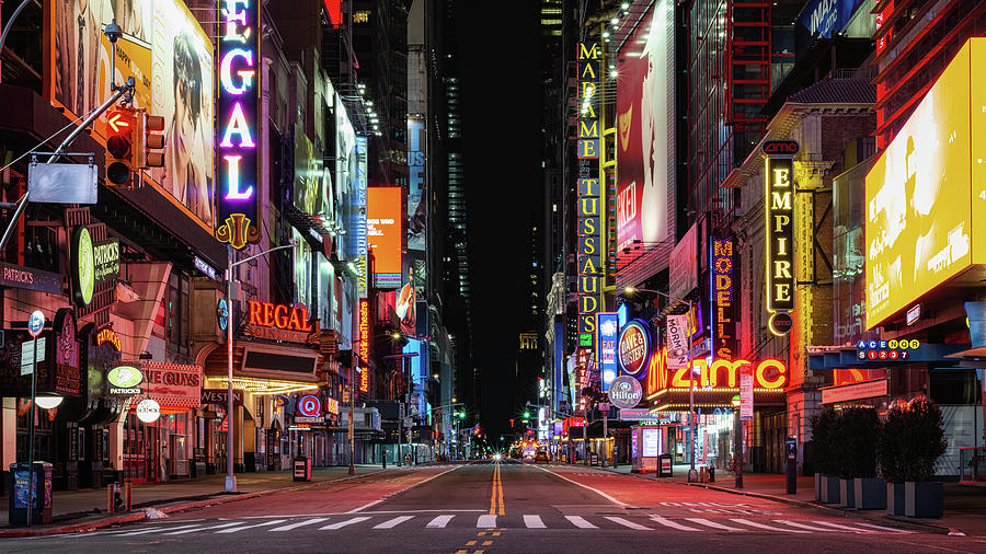 Times Square Photograph - Times Square - Covid-19 by Randy Lemoine
