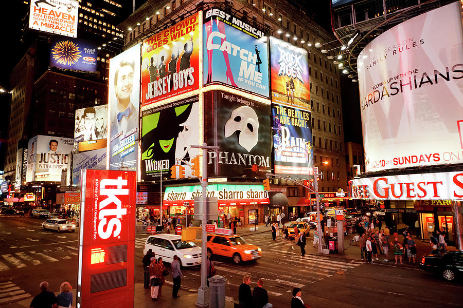 Times Square Iluminated Billboards at Night in New York City Photograph ...