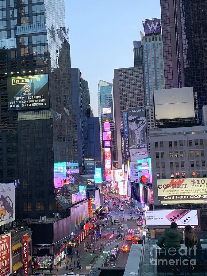 Times Square Lighting up for the Evening Photograph by Kim Seelig