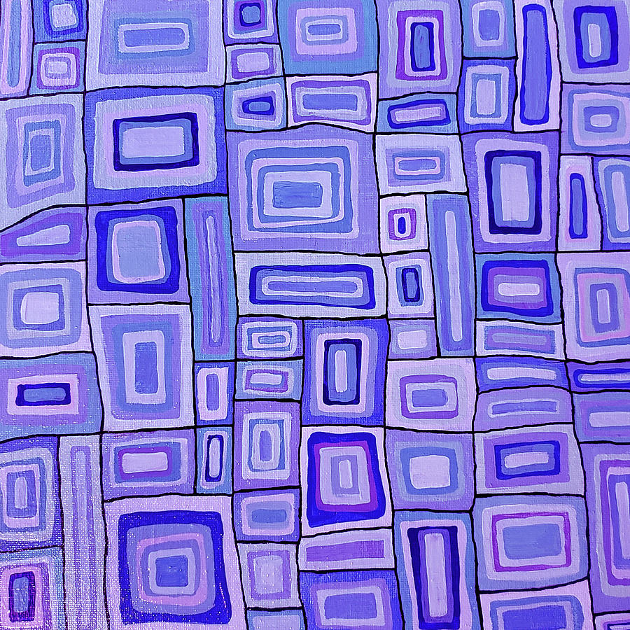 Times Squared Purple Rain Abstract Squares Painting Painting by Lynnie Lang
