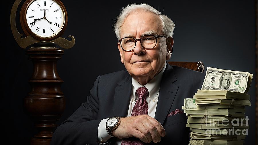 Times Wealth Warren Buffetts Portrait Embodying the Riches of Wise Investments Digital Art by Pablo Avanzini