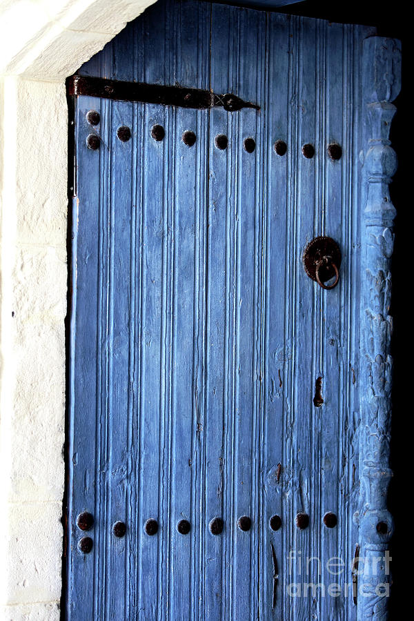 Architecture Photograph - Timios Stavros Monastery Blue Door in Cyprus by John Rizzuto