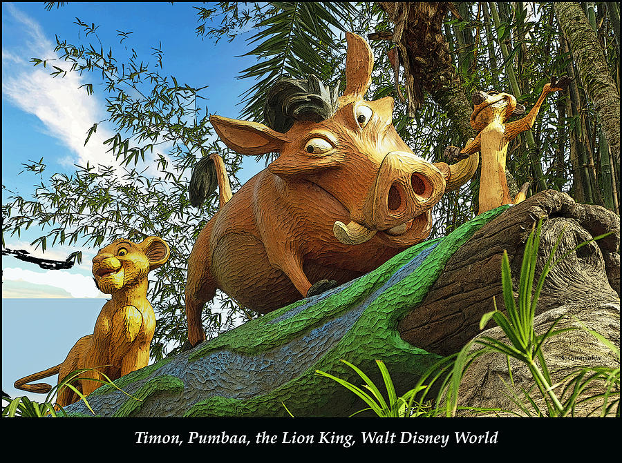 Timon, Pumbaa, Lion King Sculpture, Walt Disney World Digital Art by A Macarthur Gurmankin