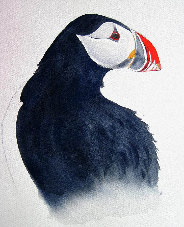 Tims puffin Painting by Dominique Bachelet