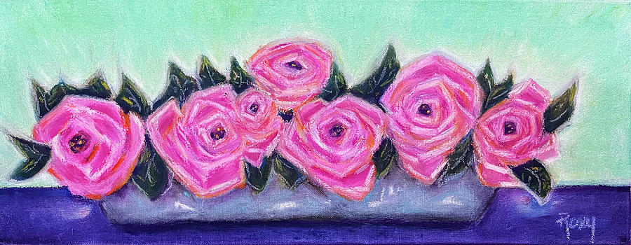 Tin Full of Roses Painting by Roxy Rich