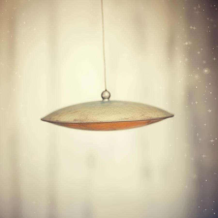 Tin Toy Flying Saucer on a String Digital Art by Yo Pedro