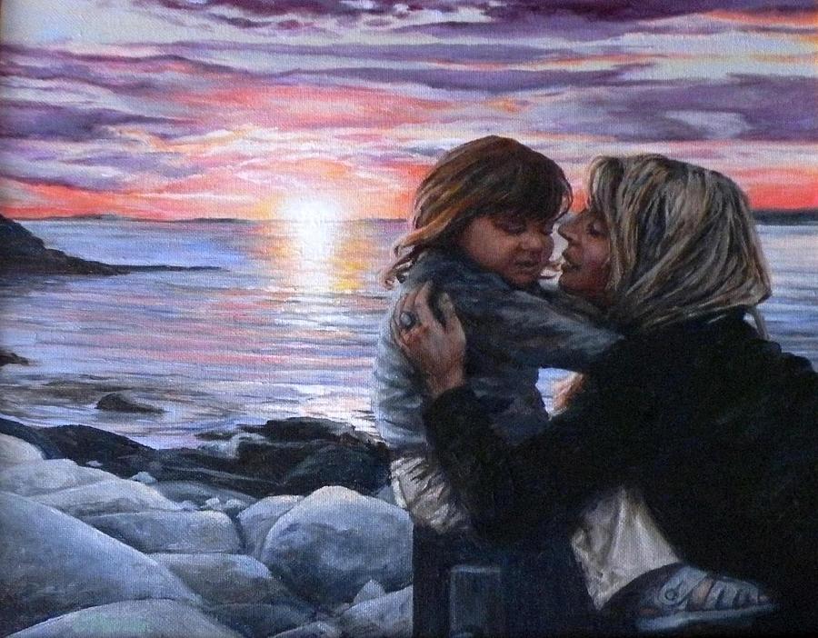 Sunset Painting - Tina and Fione by Eileen Patten Oliver
