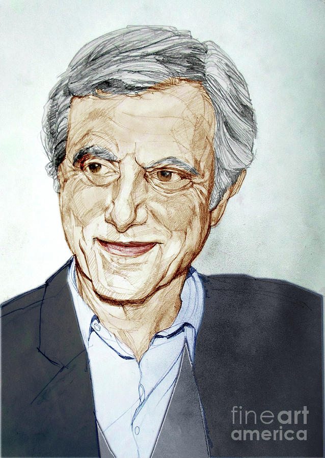 Tinted Graphite Portrait of CEO Christian Dior Sidney Toledano Painting by Greta Corens