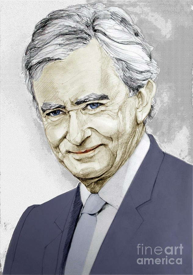 Tinted Graphite Portrait of COB Mr. Bernard Arnault Painting by Greta Corens