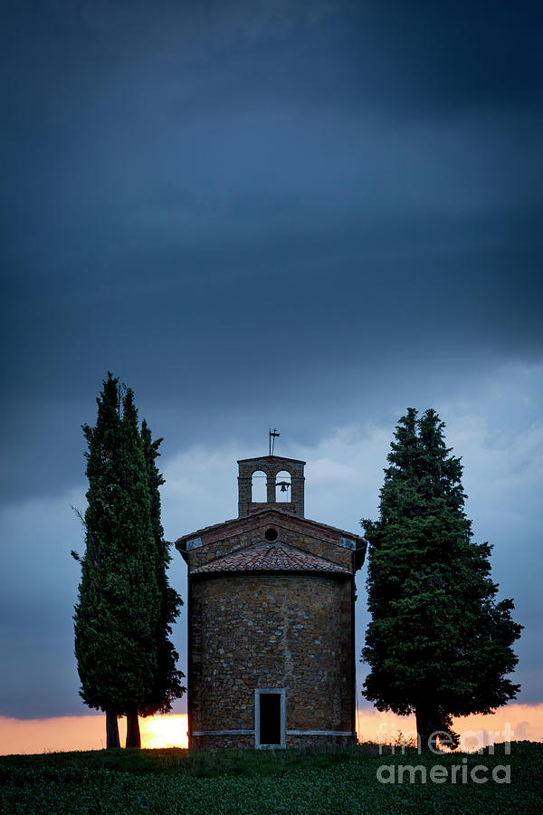Tiny Chapel Night - Tuscany Italy Photograph