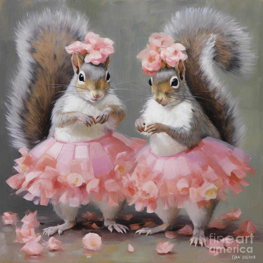 Squirrel Painting - Tiny Dancers by Tina LeCour