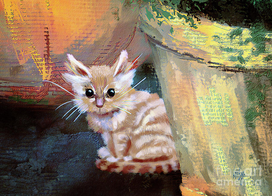 Tiny Hopeful Kitten Digital Art by Lois Bryan