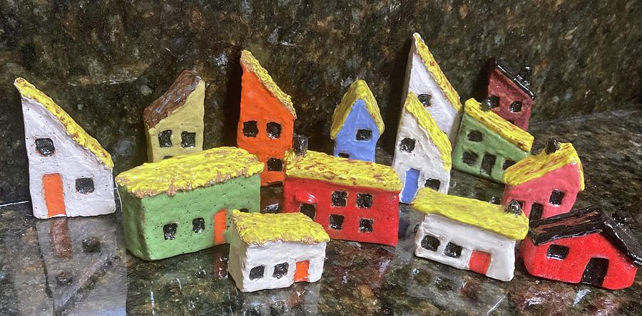 Tiny houses Ceramic Art by Mike Coyne