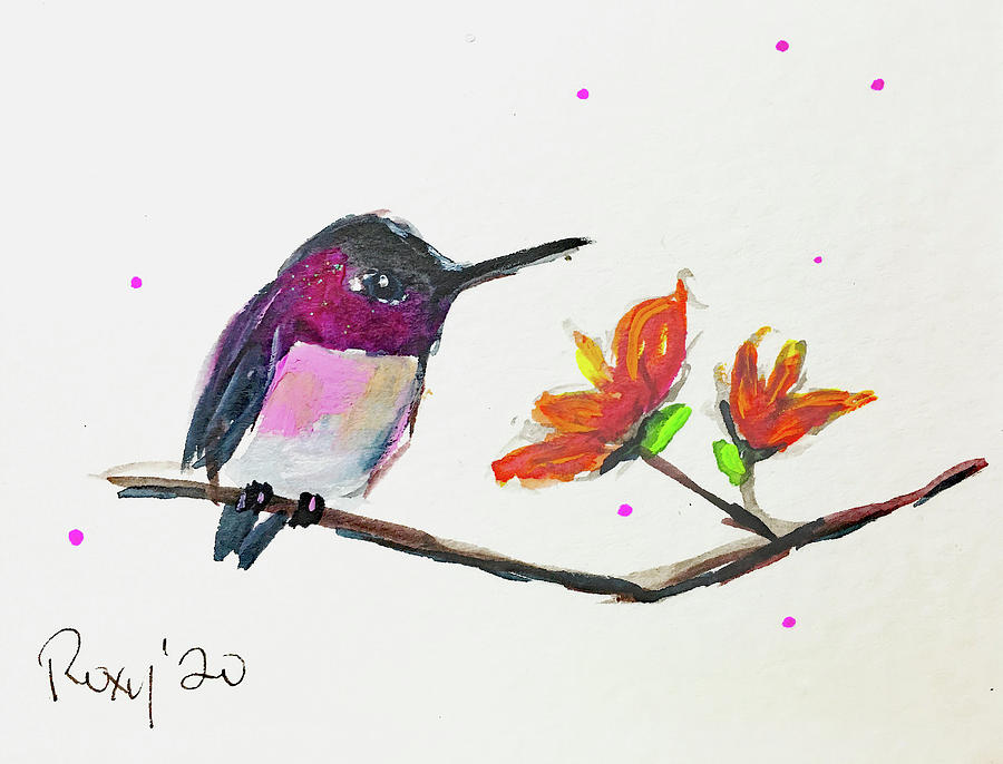 Tiny Hummer Painting by Roxy Rich