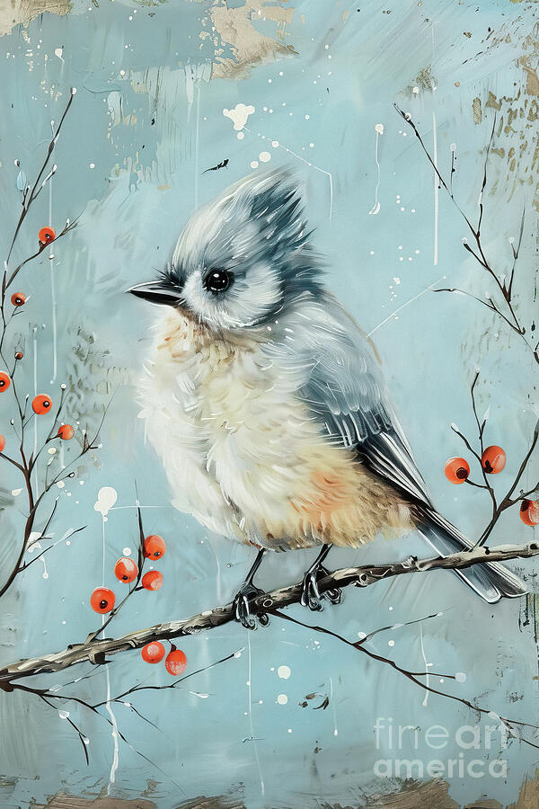 Bird Painting - Tiny Little Titmouse by Tina LeCour