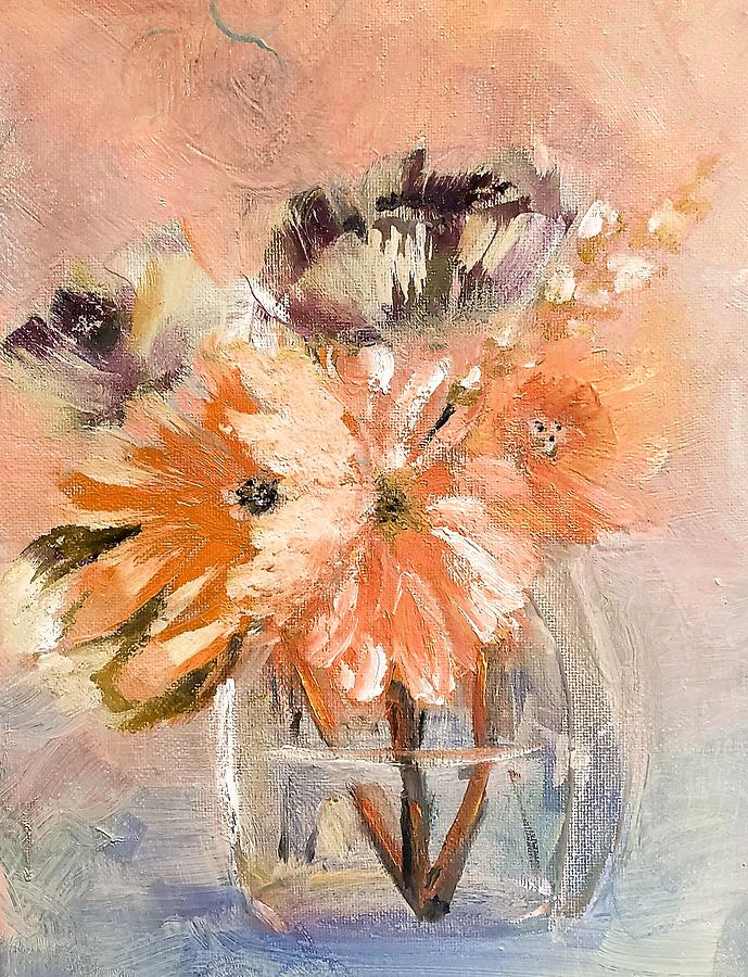 Tiny orange Bouquet  Painting by Lisa Kaiser