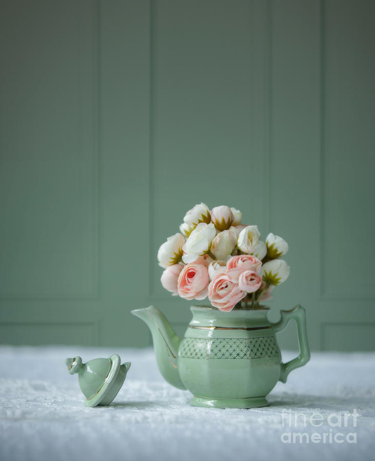 Tiny Teapot with Flowers Photograph by Diane Diederich
