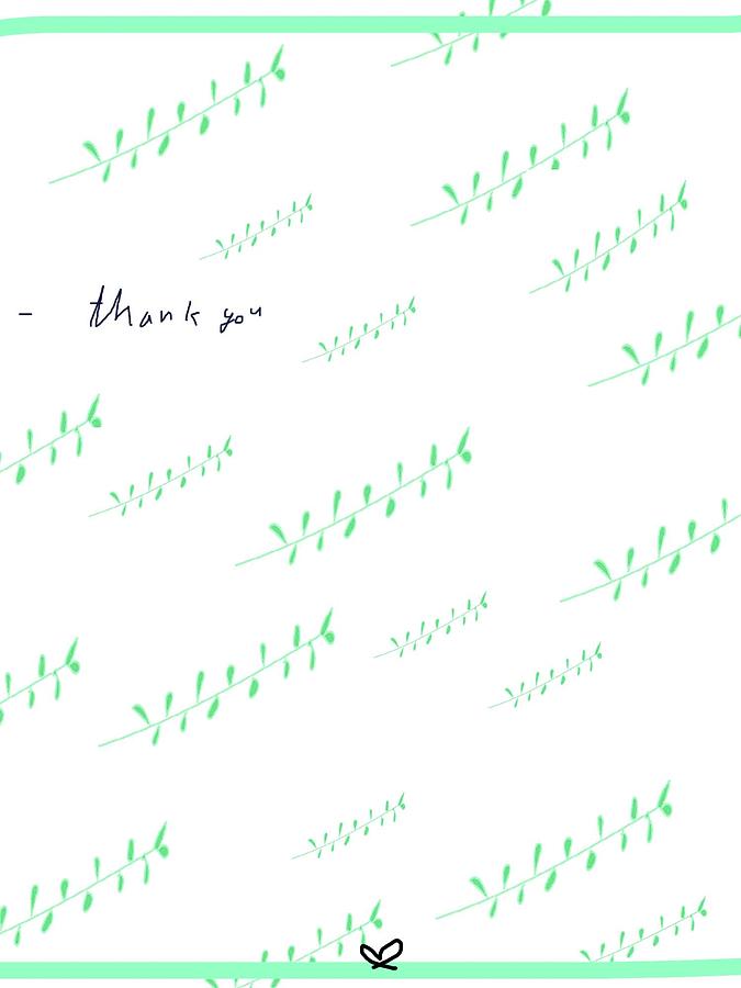 Tiny Thank You Leaves Drawing by Ashley Rice