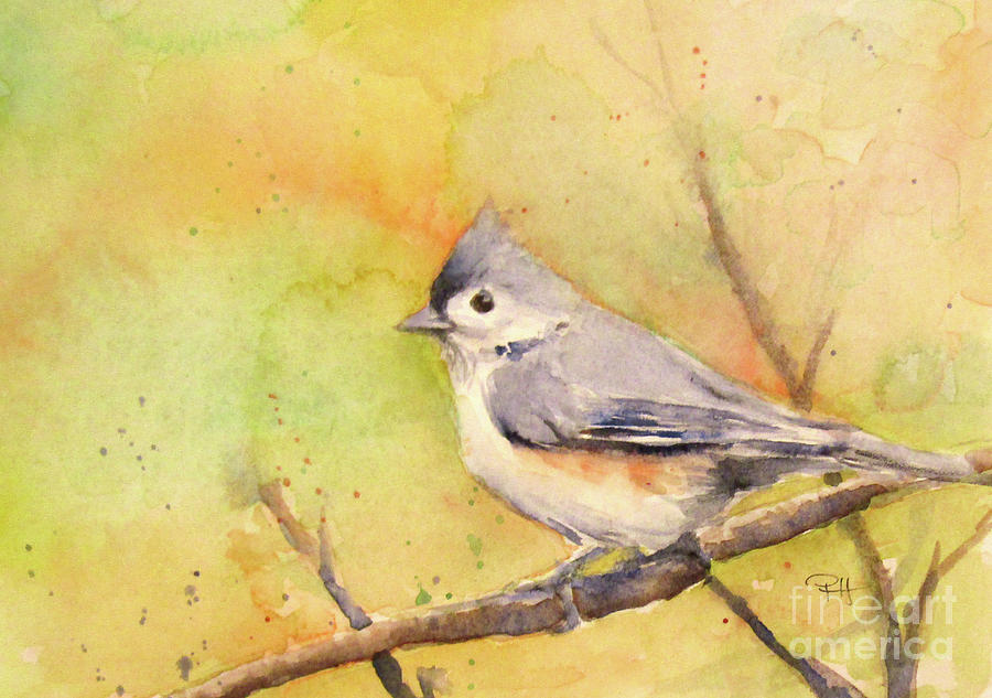 Tiny Tufted Titmouse Painting by Patricia Henderson