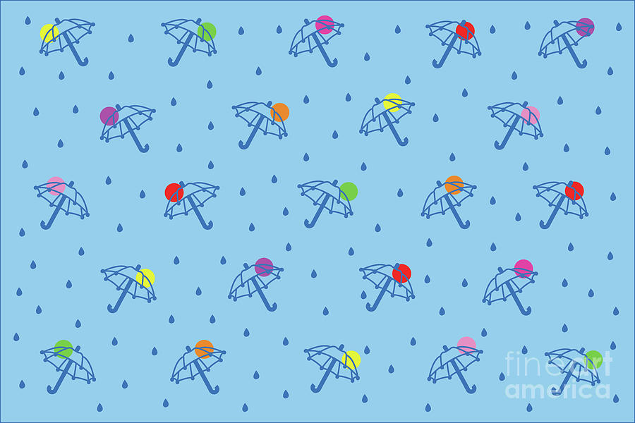 Tiny umbrellas and raindrops Digital Art by Mendelex Photography