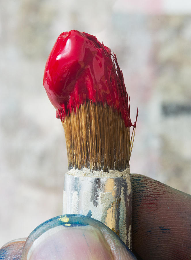 Tip of paint brush with blob of red oil paint Photograph by Dimitri Otis