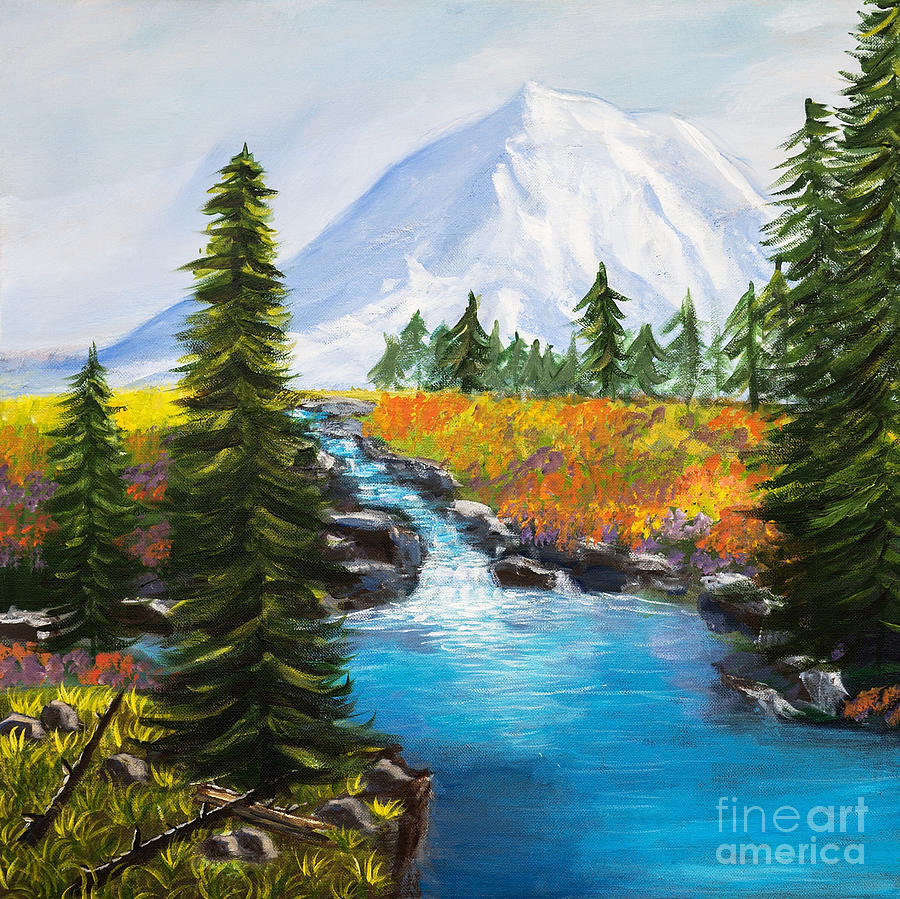 Tipsoo Lake Mt. Rainier Painting by Art by Danielle