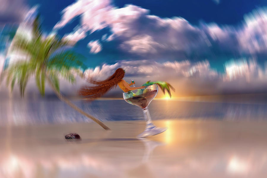 Mermaid Digital Art - Tipsy  by Betsy Knapp
