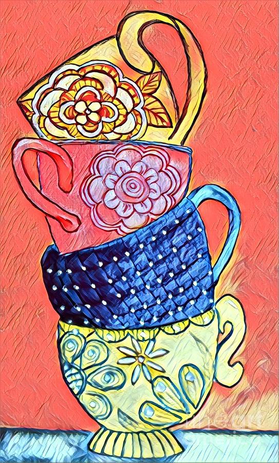 Tea Cup Painting - Tipsy by Melinda Etzold