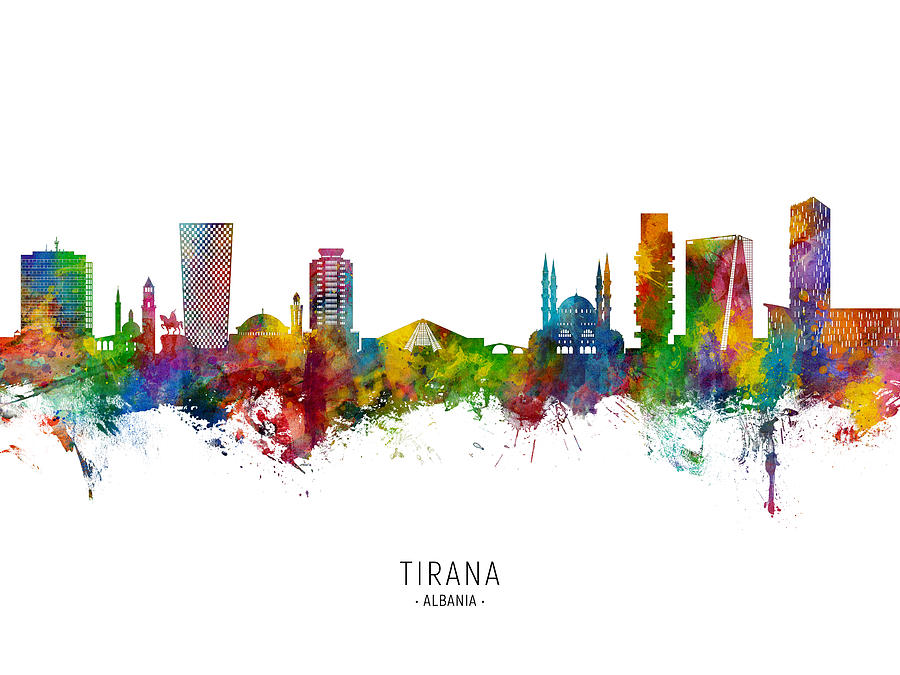 Tirana Albania Skyline #55 Digital Art by Michael Tompsett