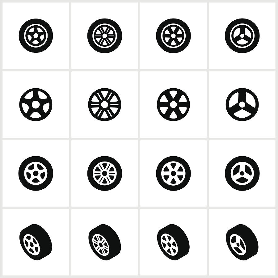 Tire and Rim Icons Drawing by Appleuzr