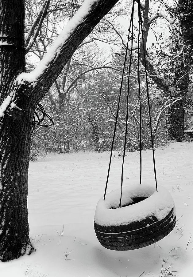 Tire Swing in the Snow Photograph by Ally White