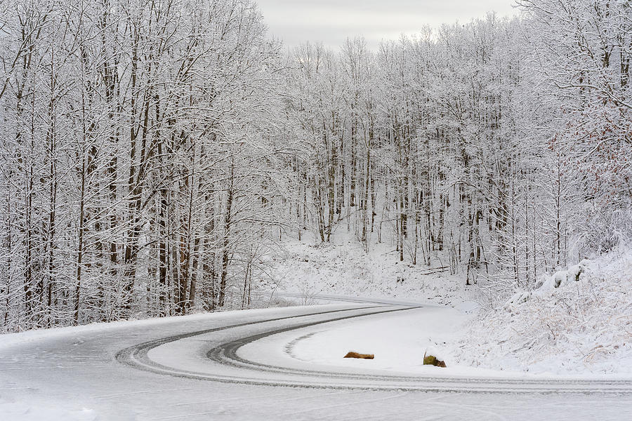 Tire Tracks on a Snowy Road 2 Photograph by Joni Eskridge